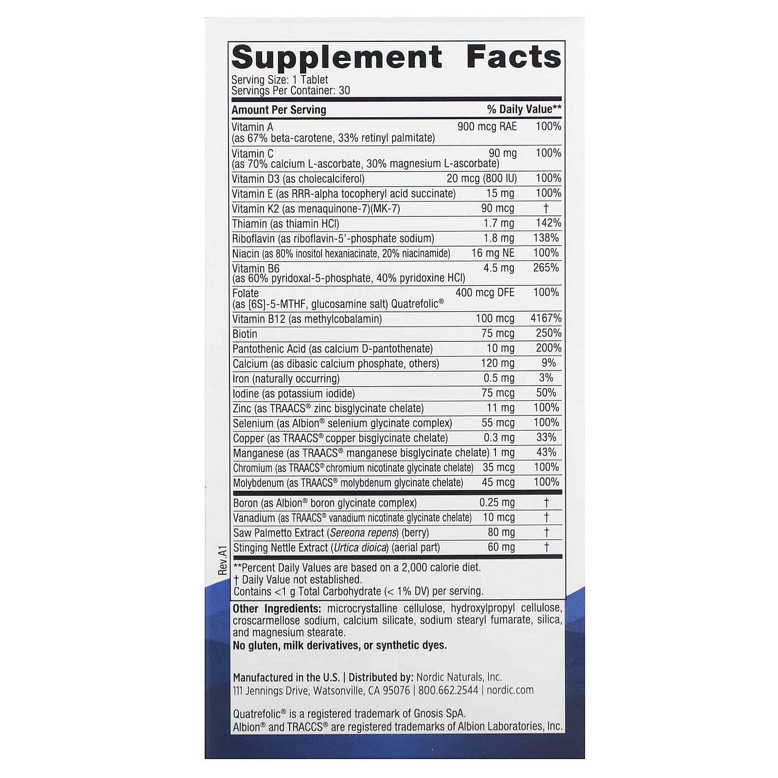 Nordic Naturals, Men's Multivitamin One Daily, 30 UPC 768990015540 | HiLife Vitamins