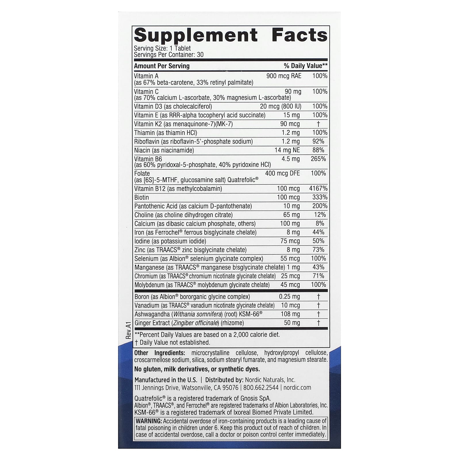 Nordic Naturals, Women's Multivitamin One Daily, 30 UPC 768990015557 | HiLife Vitamins