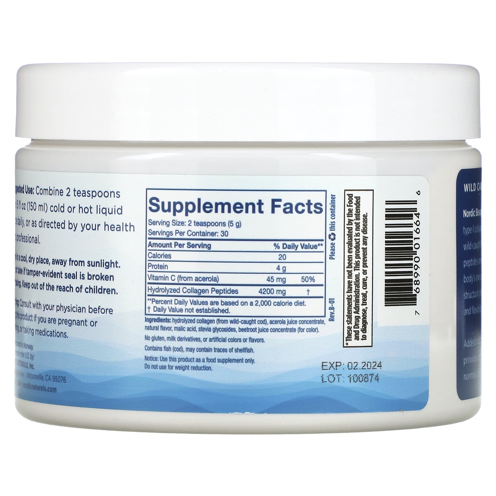 Nordic Naturals, Nordic Beauty Marine Collagen, 5.3 UPC 768990016646 | HiLife Vitamins