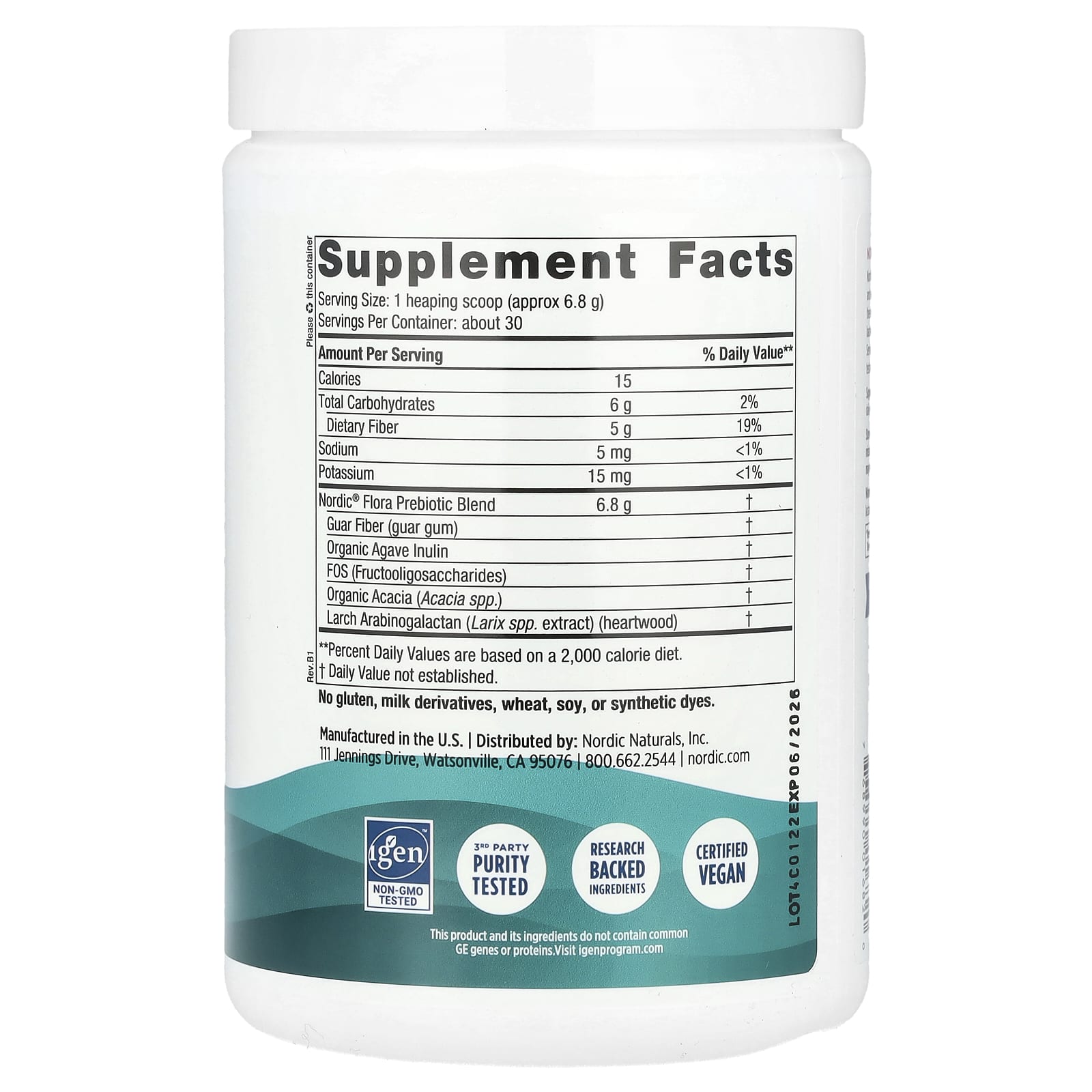 Nordic Naturals, Nordic® Flora Prebiotic Powder, 7.2 UPC 768990016820 | HiLife Vitamins