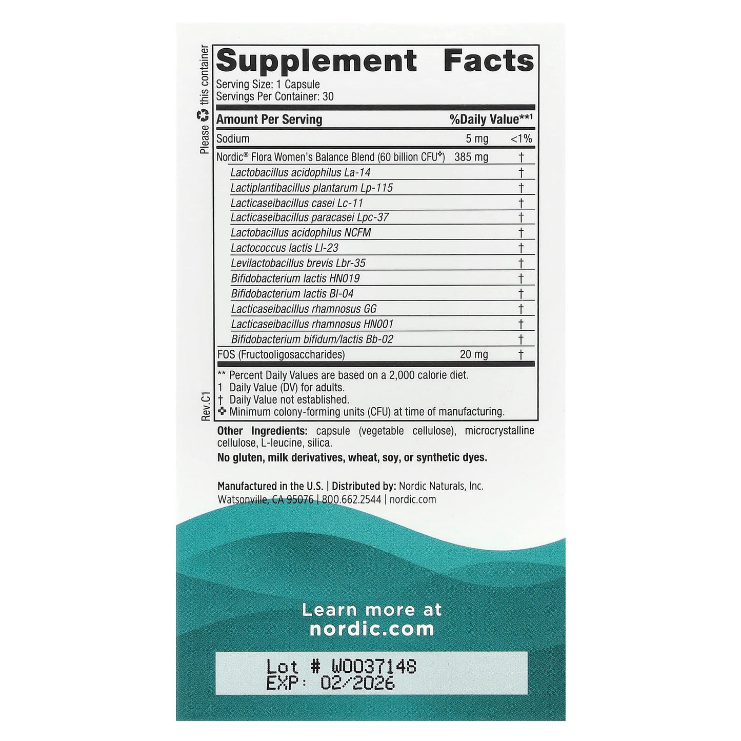 Nordic Naturals, Nordic® Flora Probiotic Women's Balance, 30 UPC 768990016837 | HiLife Vitamins