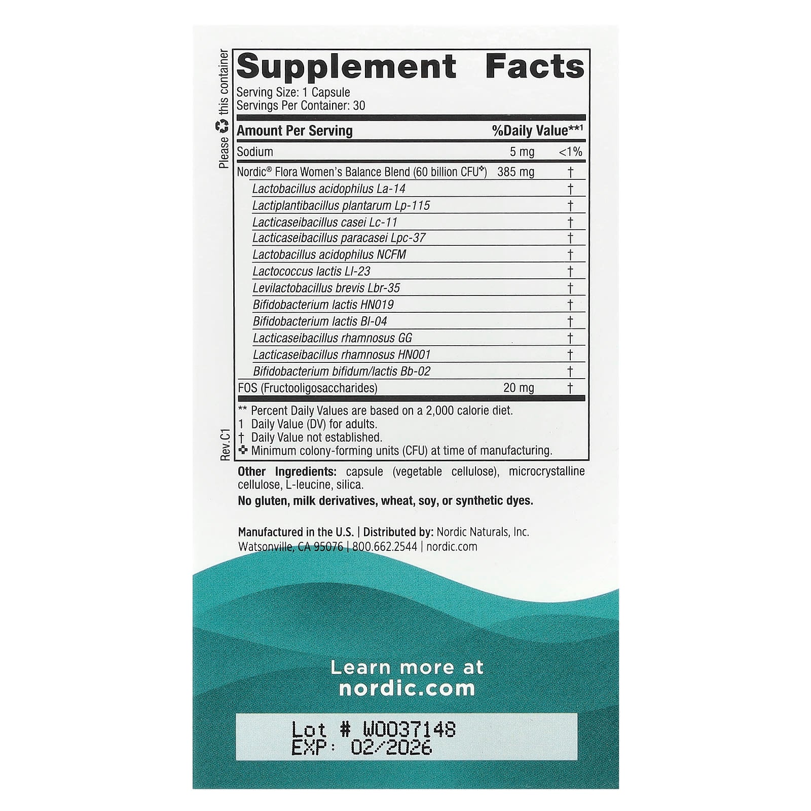 Nordic Naturals, Nordic® Flora Probiotic Women's Balance, 30 UPC 768990016837 | HiLife Vitamins