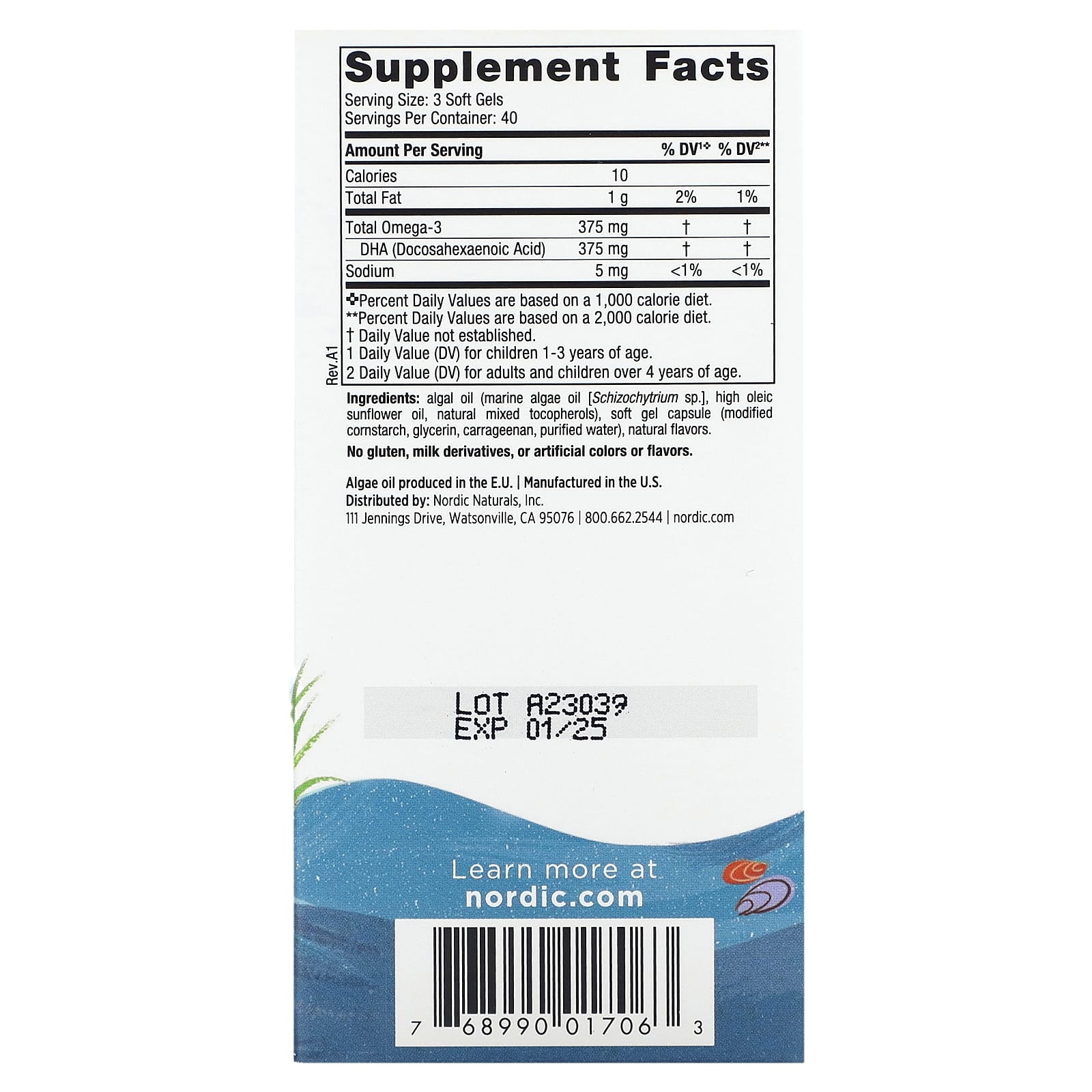 Nordic Naturals, Children's DHA™ Vegetarian, 120 UPC 768990017063 | HiLife Vitamins