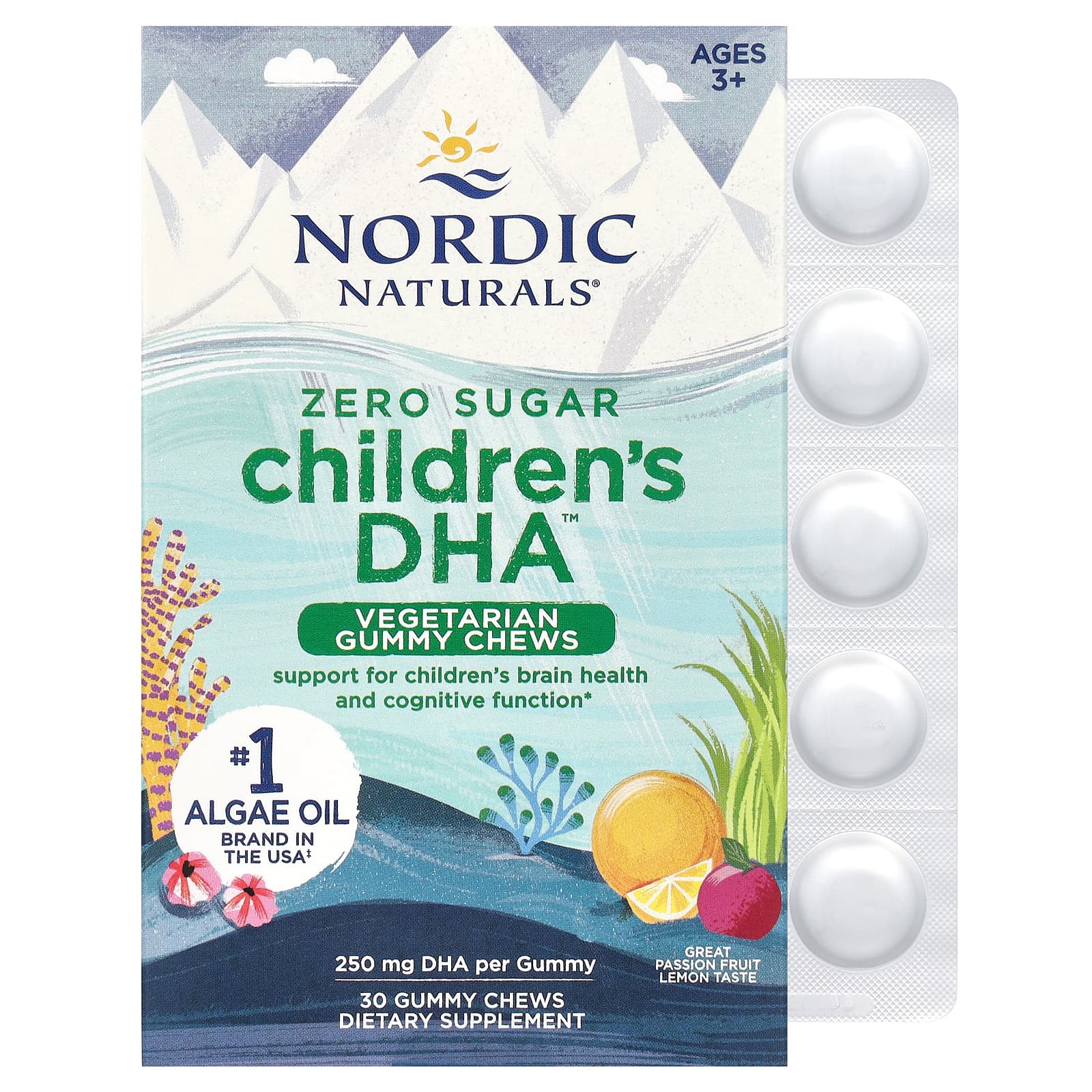 Nordic Naturals, Zero Sugar Children's DHA™ Vegetarian Gummy Chews, 30 UPC 768990017070 | HiLife Vitamins