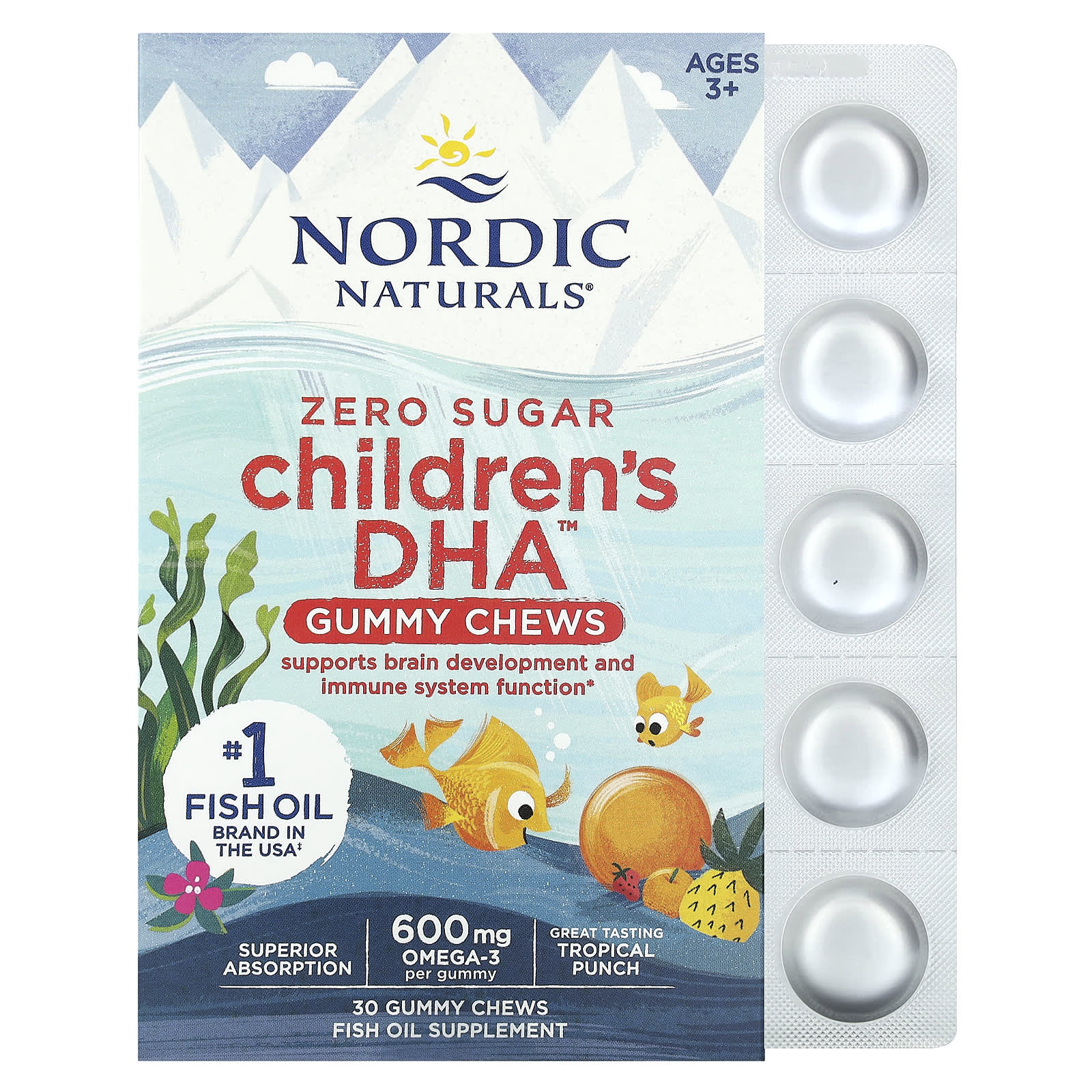 Nordic Naturals, Zero Sugar Children's DHA™ Gummy Chews, 30 UPC 768990017094 | HiLife Vitamins
