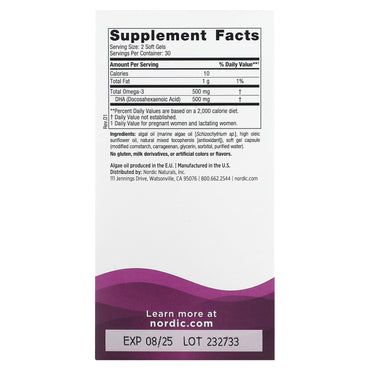 Nordic Naturals, Prenatal DHA Vegan, 60 UPC 768990017476 | HiLife Vitamins