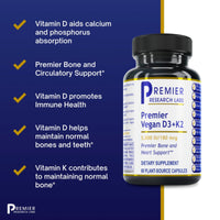 Premier Research Labs, Premier Vegan Vitamin D3 + K2, 60 Plant-Source Capsules