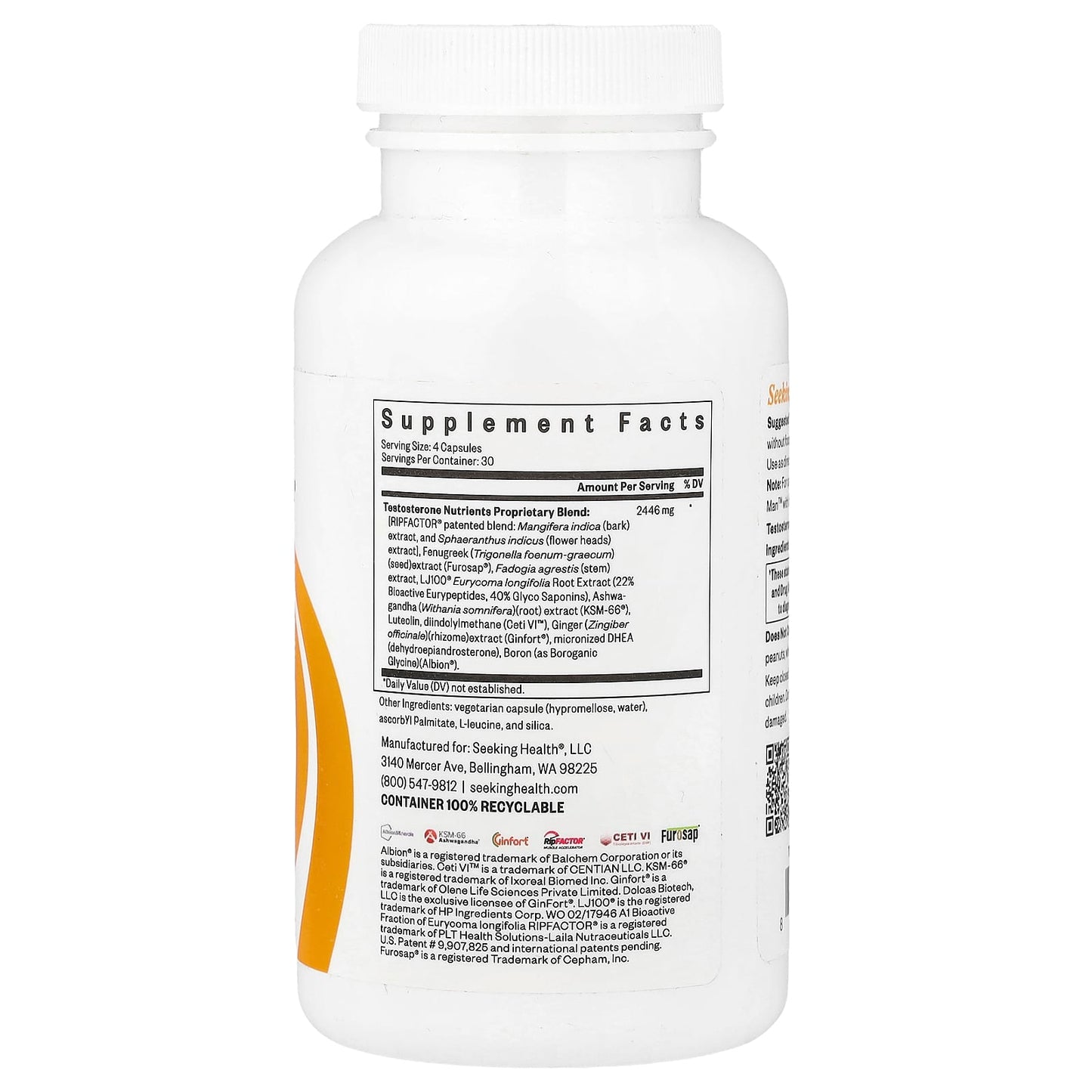 Seeking Health, Testosterone Nutrients, 120 Capsules UPC 810007521893 | HiLife Vitamins