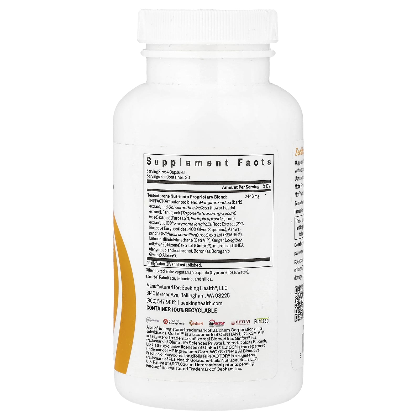 Seeking Health, Testosterone Nutrients, 120 Capsules UPC 810007521893 | HiLife Vitamins