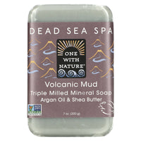 ONE WITH NATURE, Volcanic Mud Dead Sea Spa Bar Soap, 7 OUNCE UPC 812281010476 | Hilife Vitamins