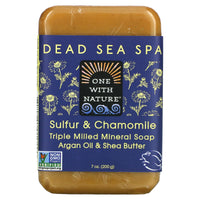 ONE WITH NATURE, Sulfur & Chamomile Dead Sea Spa Bar Soap, 7 OUNCE UPC 812281010490 | Hilife Vitamins