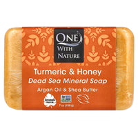 ONE WITH NATURE, Dead Sea Minerals Bar Soap Turmeric & Honey, 7 OUNCE UPC 812281011961 | Hilife Vitamins