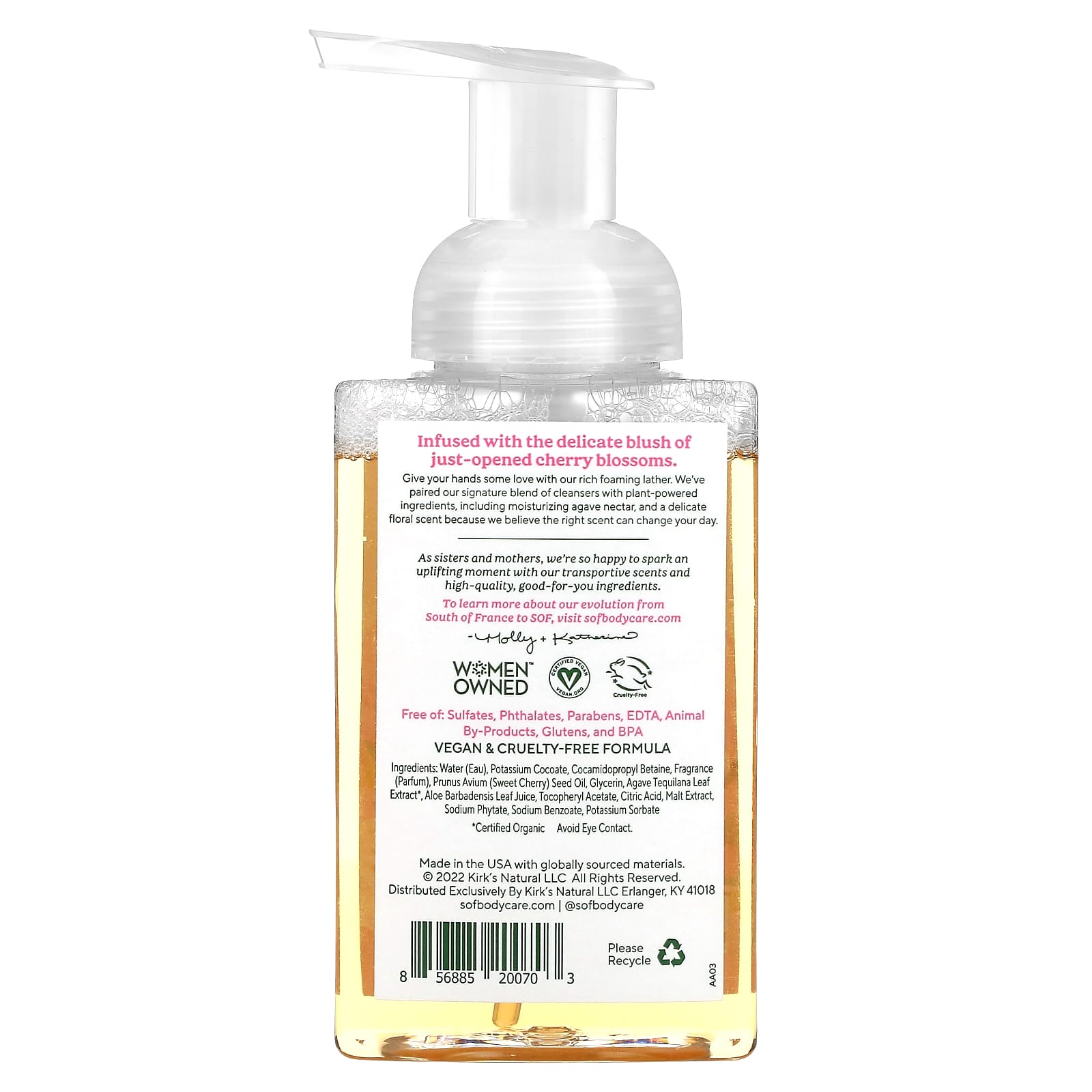 SOUTH OF FRANCE, Cherry Blossom Foaming Hand Wash, 8 OUNCE UPC 856885200703 | HiLife Vitamins