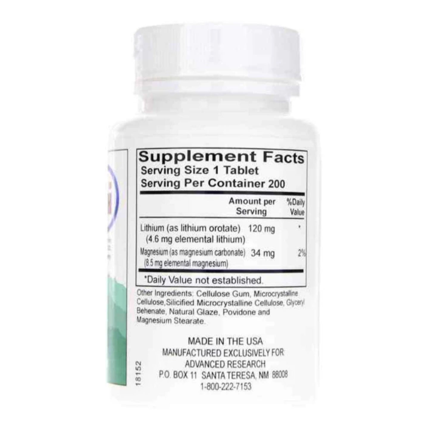 Advanced Research, Lithium Orotate, 100 Tablets UPC 605164341923 | HiLife Vitamins