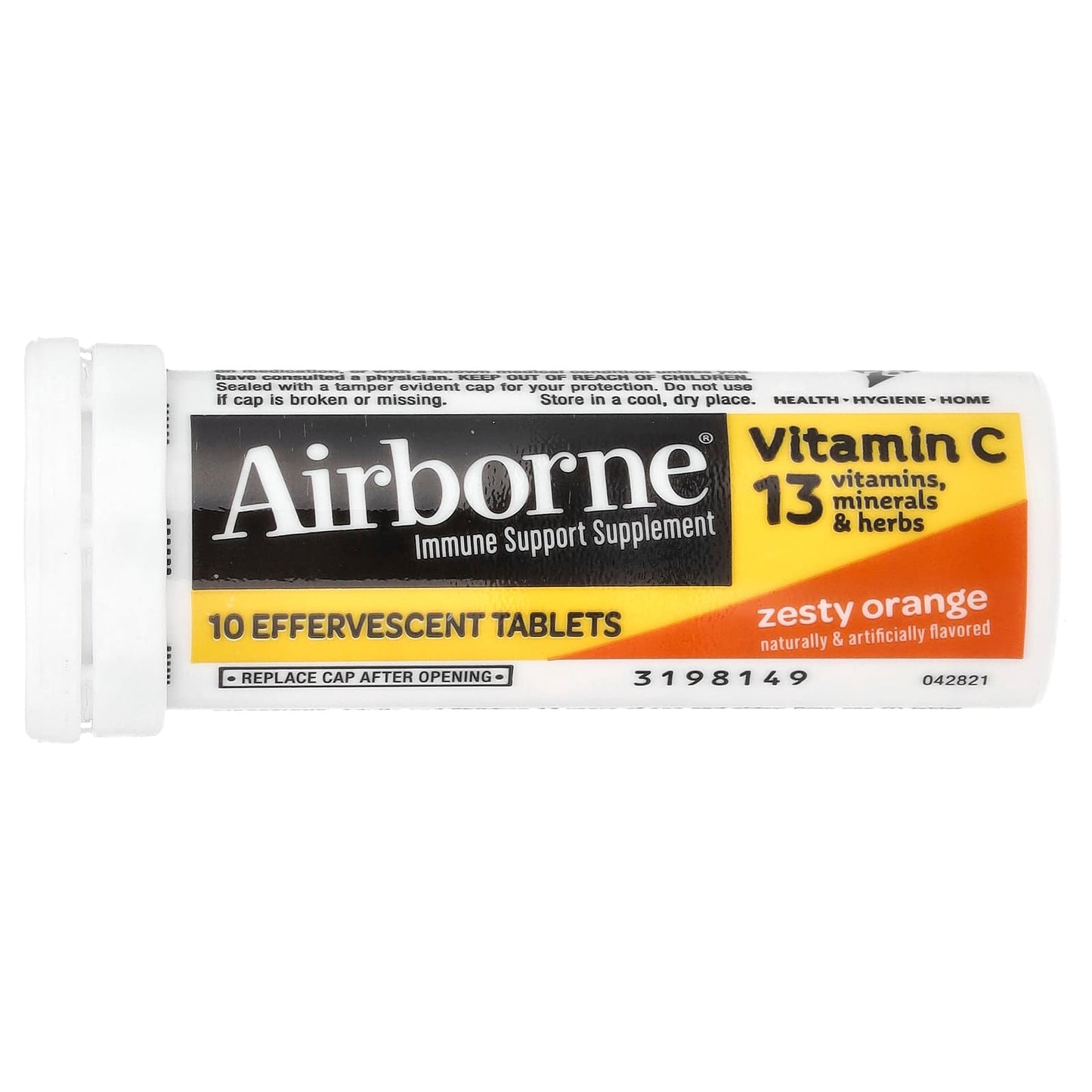 Airborne, Airborne Effervescent Zesty Orange, 10 Tablets UPC 647865100010 | Hilife Vitamins