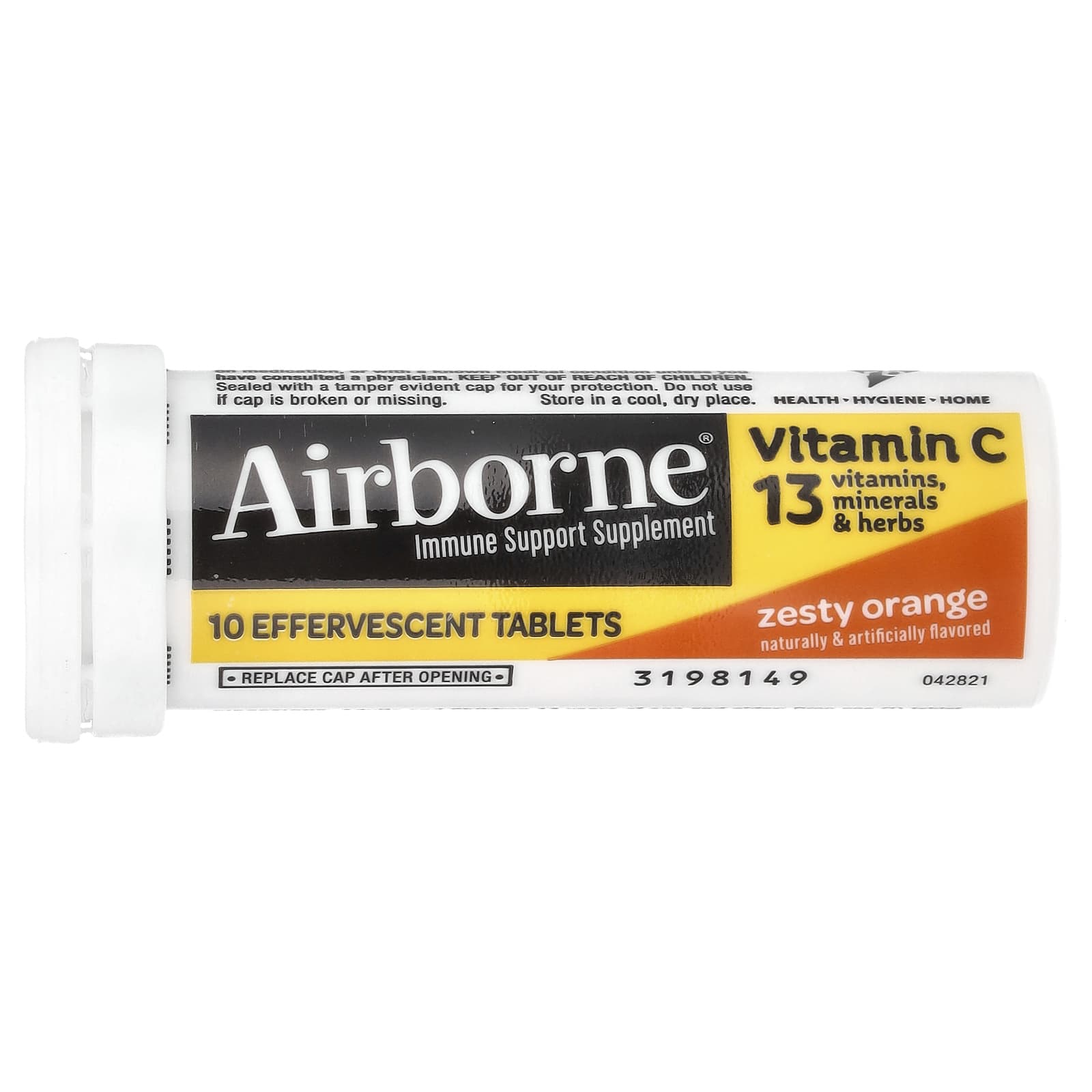 Airborne, Airborne Effervescent Zesty Orange, 10 Tablets UPC 647865100010 | Hilife Vitamins