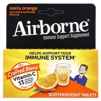 Airborne, Airborne Effervescent Zesty Orange, 10 Tablets - 647865100010 | Hilife Vitamins