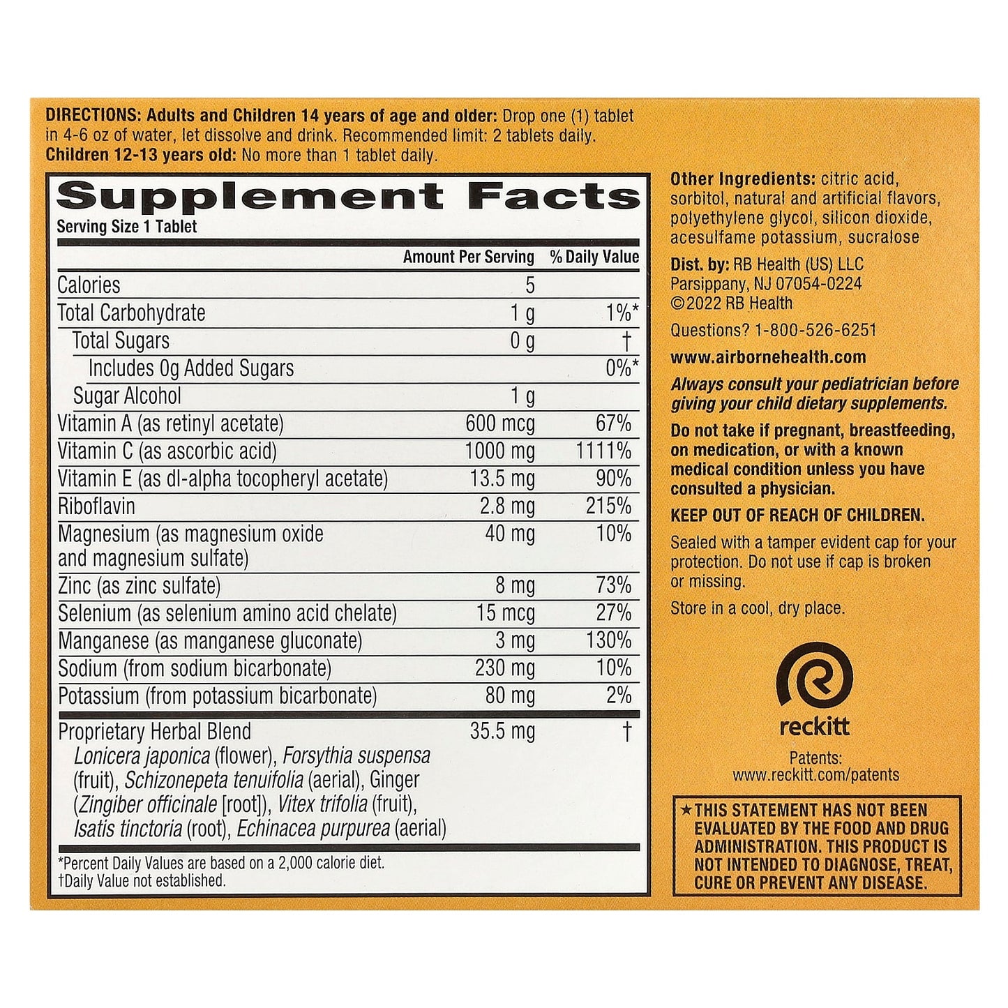 Airborne, Airborne Effervescent Triple Pack Zesty Orange, 3 Chewables UPC 647865100300 | Hilife Vitamins