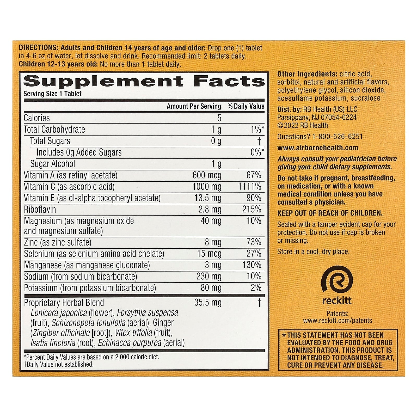 Airborne, Airborne Effervescent Triple Pack Zesty Orange, 3 Chewables UPC 647865100300 | Hilife Vitamins