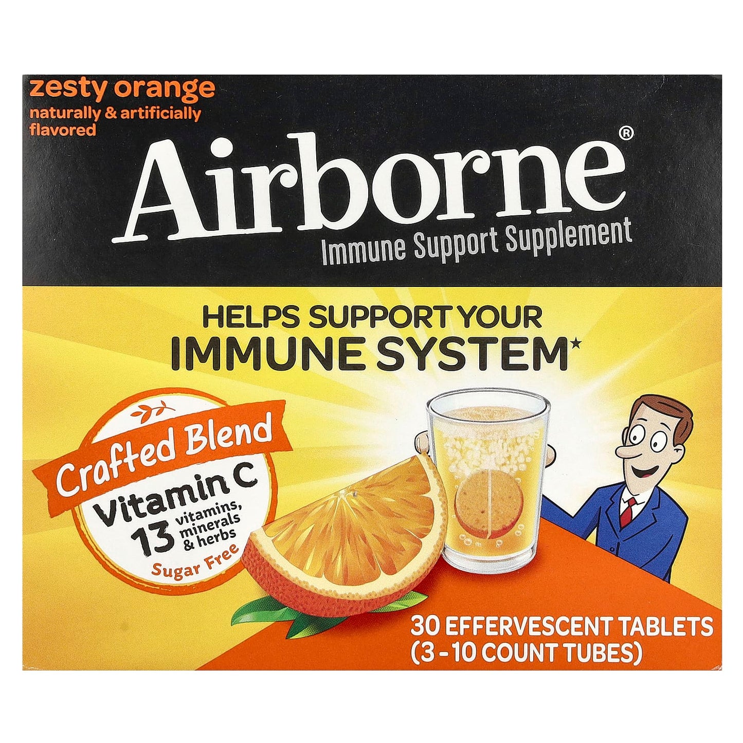 Airborne, Airborne Effervescent Triple Pack Zesty Orange, 3 Chewables UPC 647865100300 | Hilife Vitamins