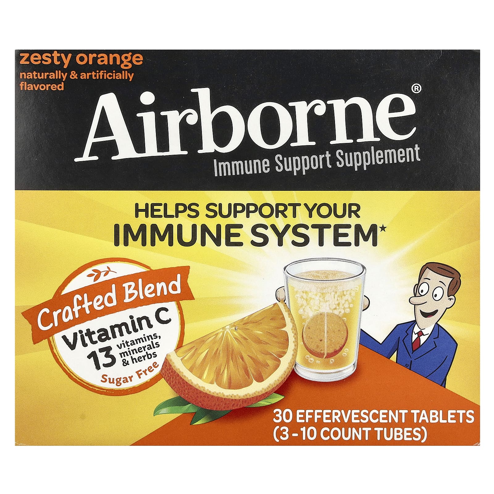 Airborne, Airborne Effervescent Triple Pack Zesty Orange, 3 Chewables UPC 647865100300 | Hilife Vitamins