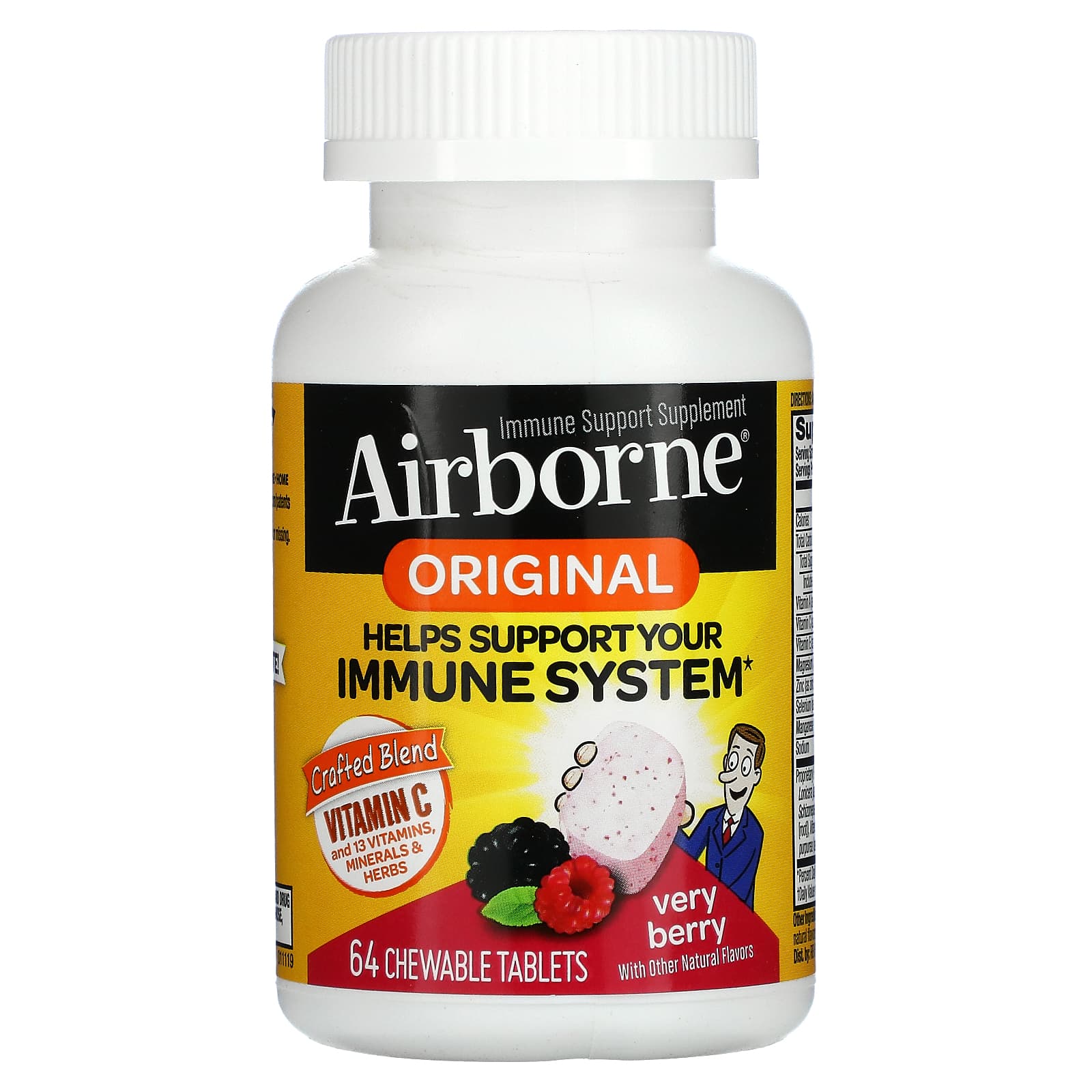Airborne, Airborne Chewable Berry, 64 Tablets UPC 647865186304 | Hilife Vitamins