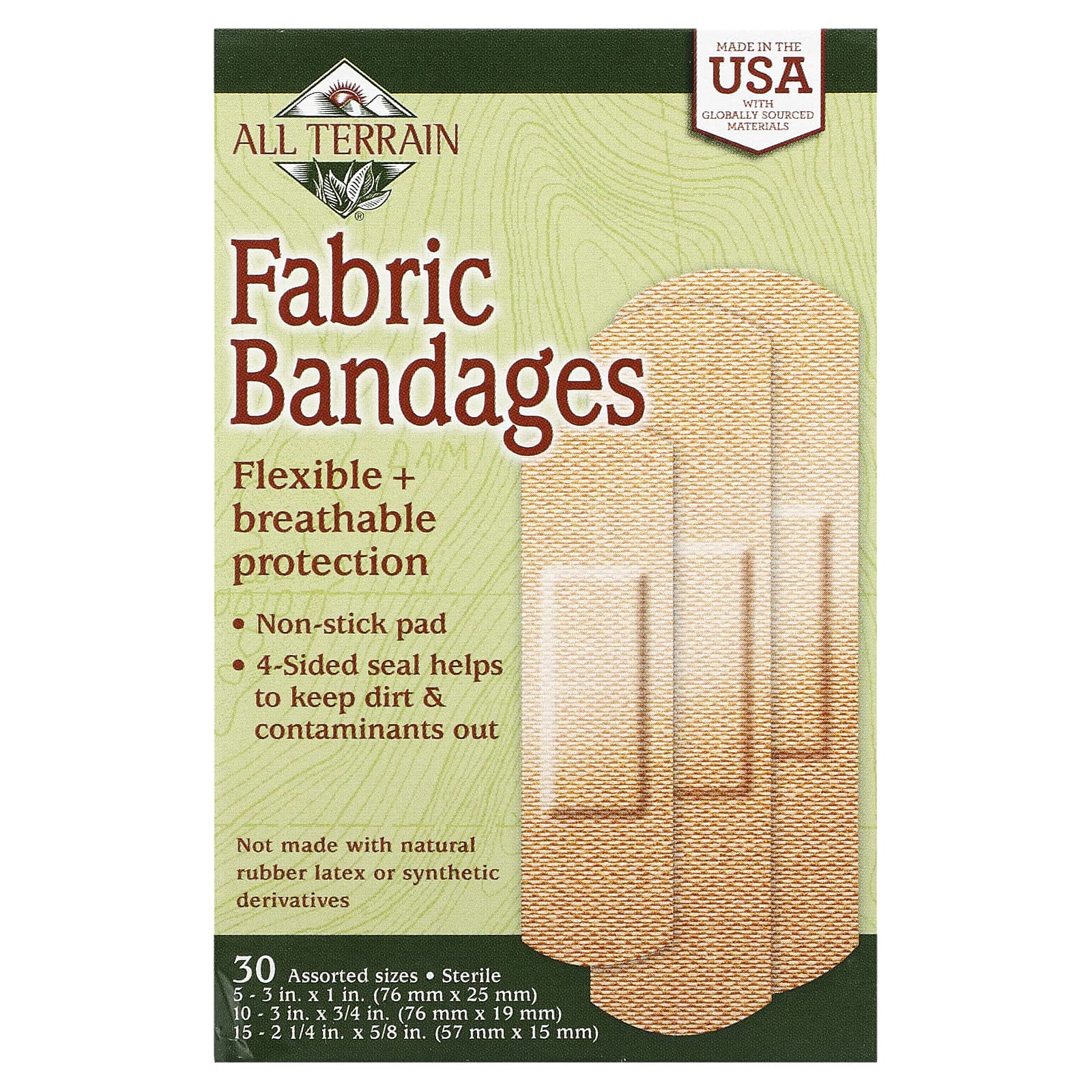 All Terrain Company, Fabric Bandages Assorted, 30 UPC 608503050036 | HiLife Vitamins