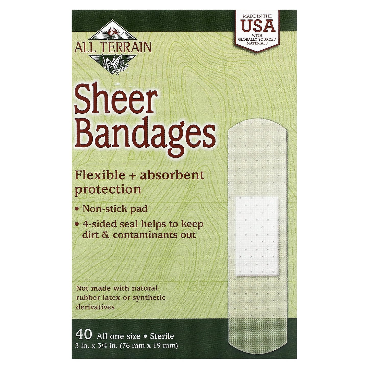 All Terrain Company, Sheer Bandages 0.75x3 inch, 40 UPC 608503050043 | HiLife Vitamins