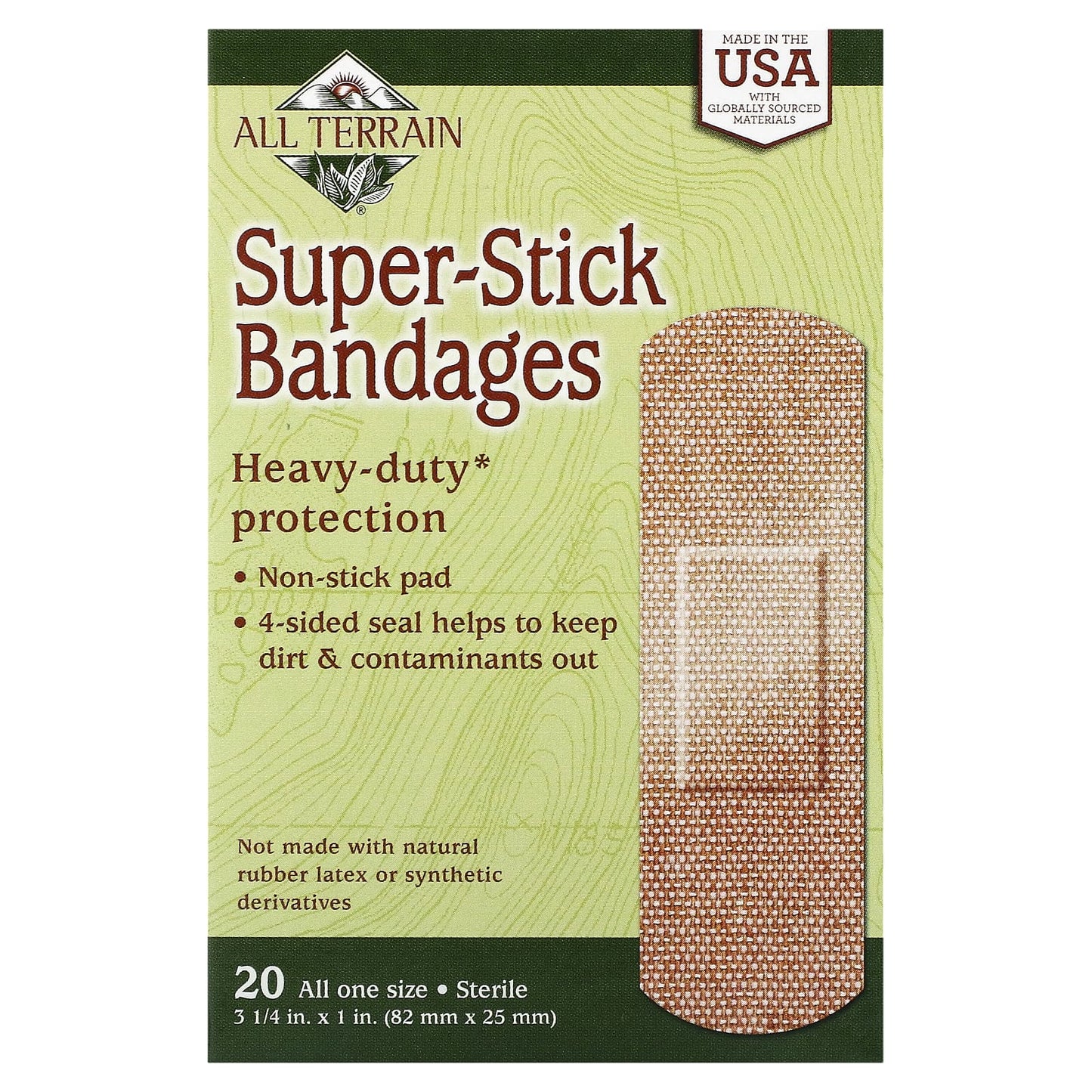 All Terrain Company, Strong Strip Bandages 1x3.25 inch, 20 UPC 608503050050 | HiLife Vitamins
