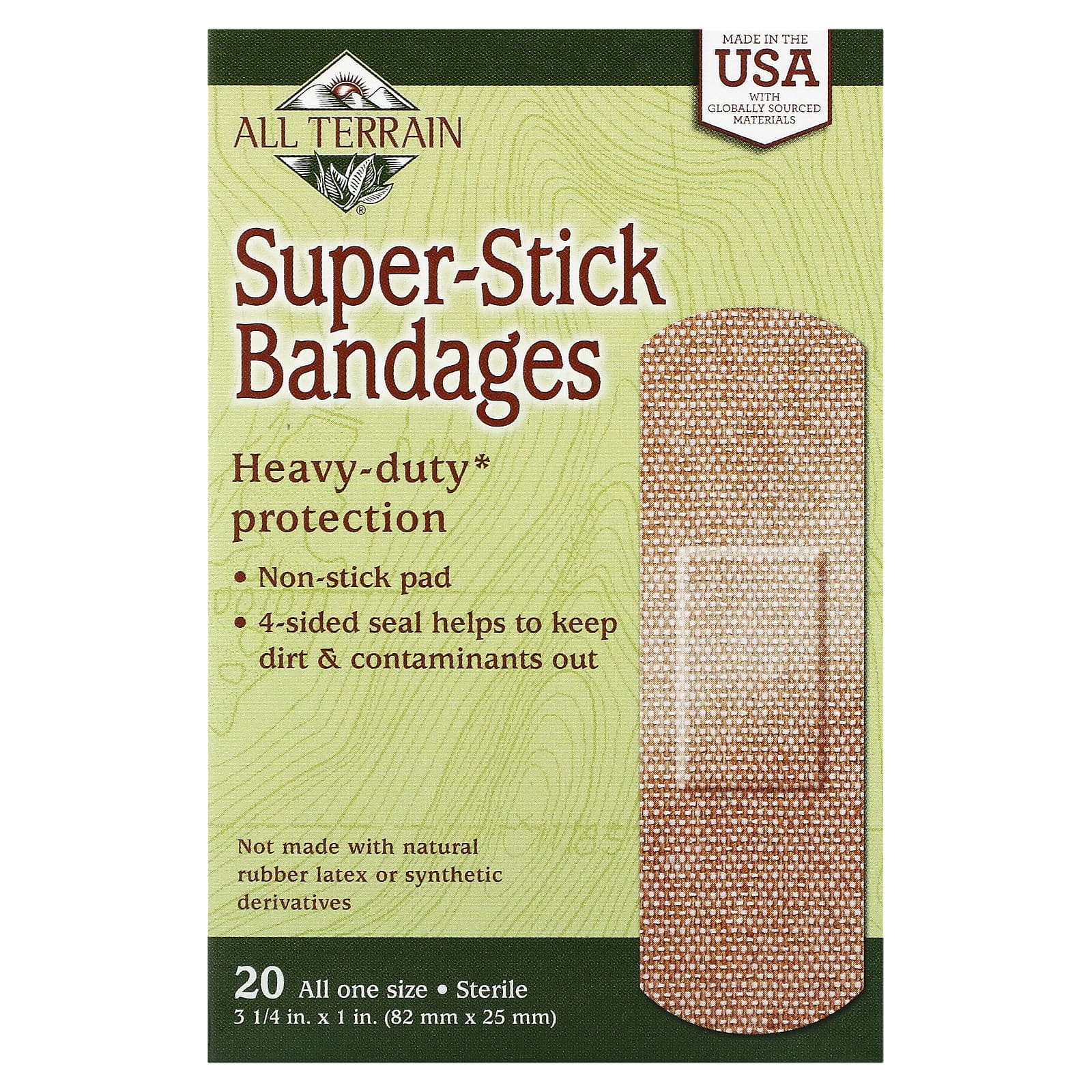 All Terrain Company, Strong Strip Bandages 1x3.25 inch, 20 UPC 608503050050 | HiLife Vitamins