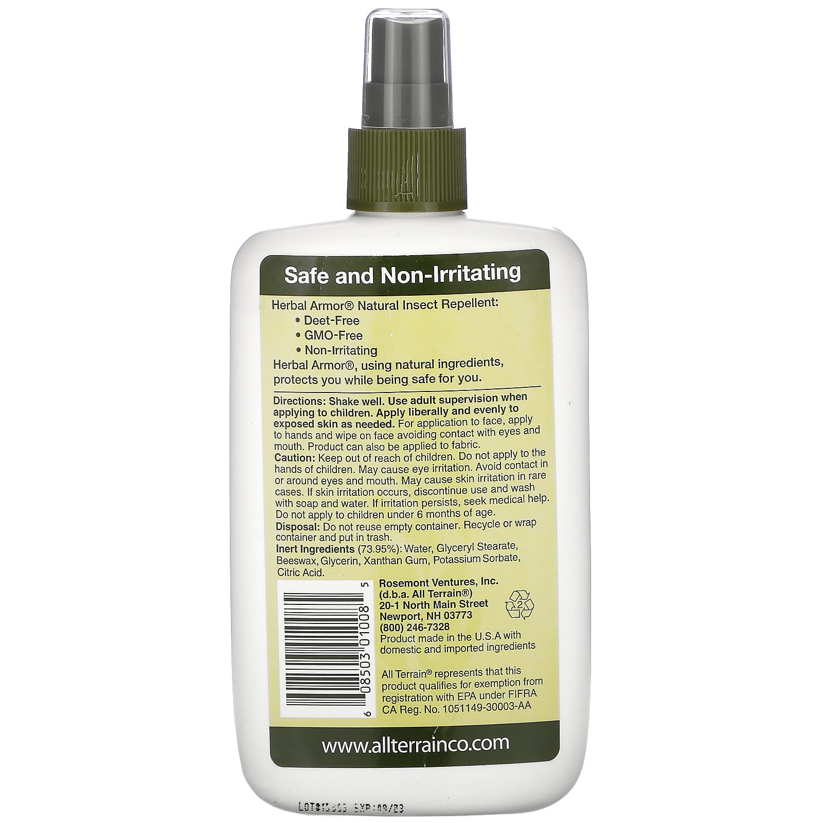 All Terrain, Herbal Armor Insect Repellent Spray, Value Size, 8 Oz UPC 608503010085 | Hilife Vitamins