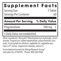 Allergy Research Group, Pregnenolone 100, Micronized, 60 Tablets UPC 713947748200 | HiLife Vitamins