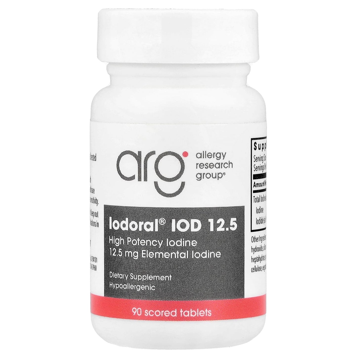 Allergy Research Group, Optimox, Iodoral® IOD 12.5, High Potency Iodine, 90 Scored Tablets UPC 350520015016 | Hilife Vitamins
