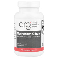 Allergy Research Group, Magnesium Citrate, 170 mg, 90 Vegetarian Capsules UPC 713947702400 | HiLife Vitamins