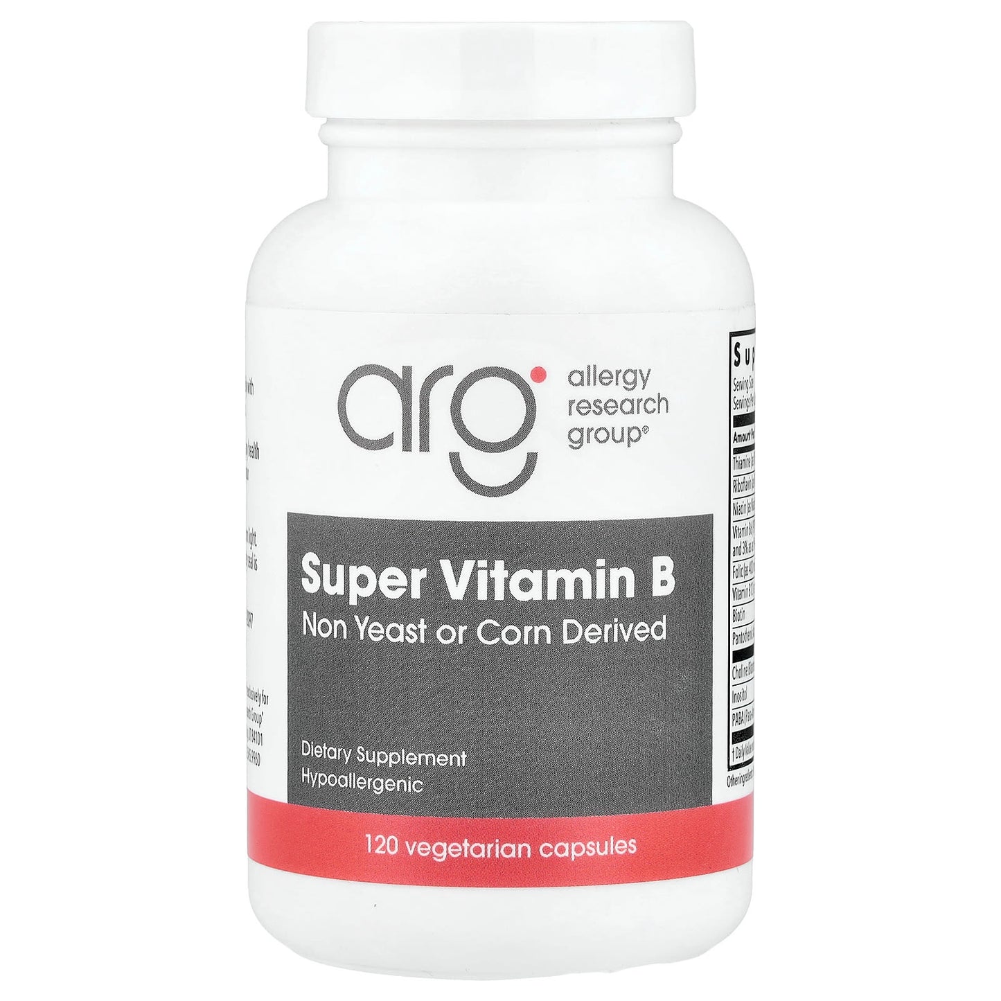 Allergy Research Group, Super Vitamin B Complex, 120 Capsules UPC 713947703407 | HiLife Vitamins