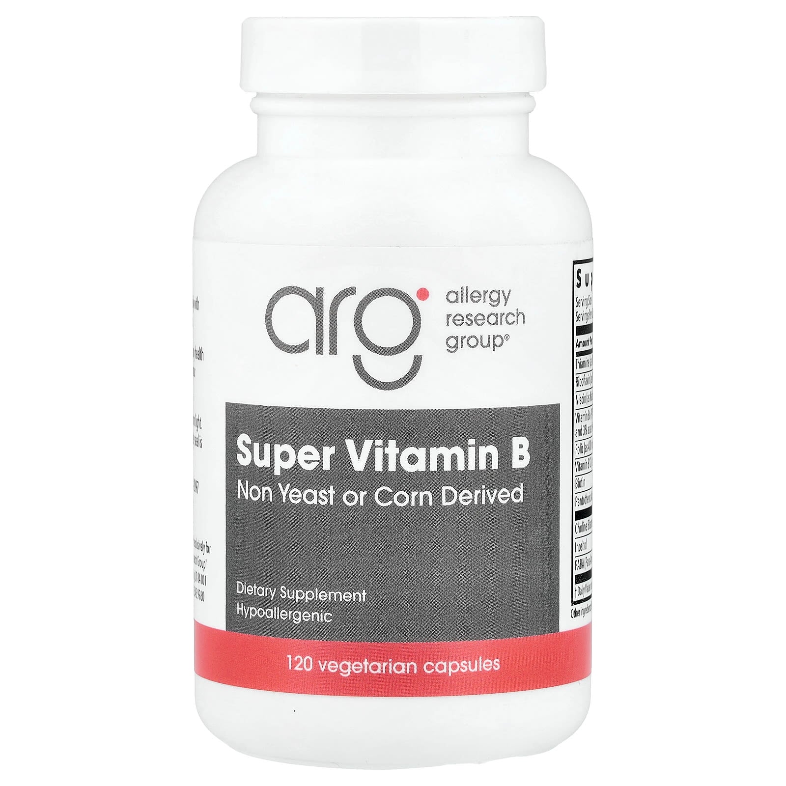 Allergy Research Group, Super Vitamin B Complex, 120 Capsules UPC 713947703407 | HiLife Vitamins