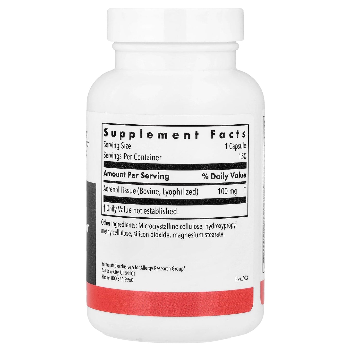 Allergy Research Group, Adrenal Natural Glandular, 150 Vegetarian Capsules UPC 713947704619 | HiLife Vitamins