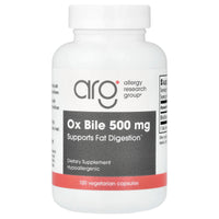 Allergy Research Group, Ox Bile, 500 mg, 100 Vegetarian Capsules UPC 713947708501 | HiLife Vitamins