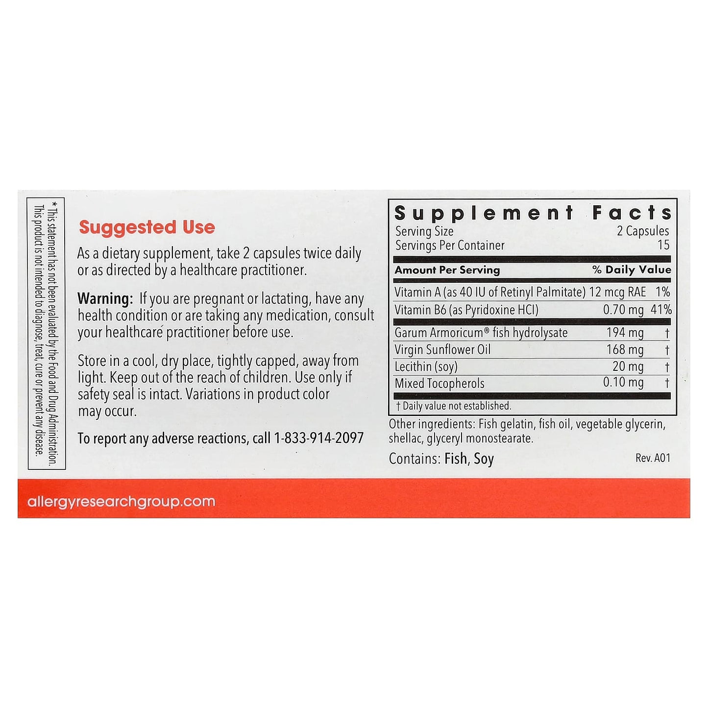 Allergy Research Group, Stabilium 200 Garum, 30 Capsules UPC 713947711501 | Hilife Vitamins