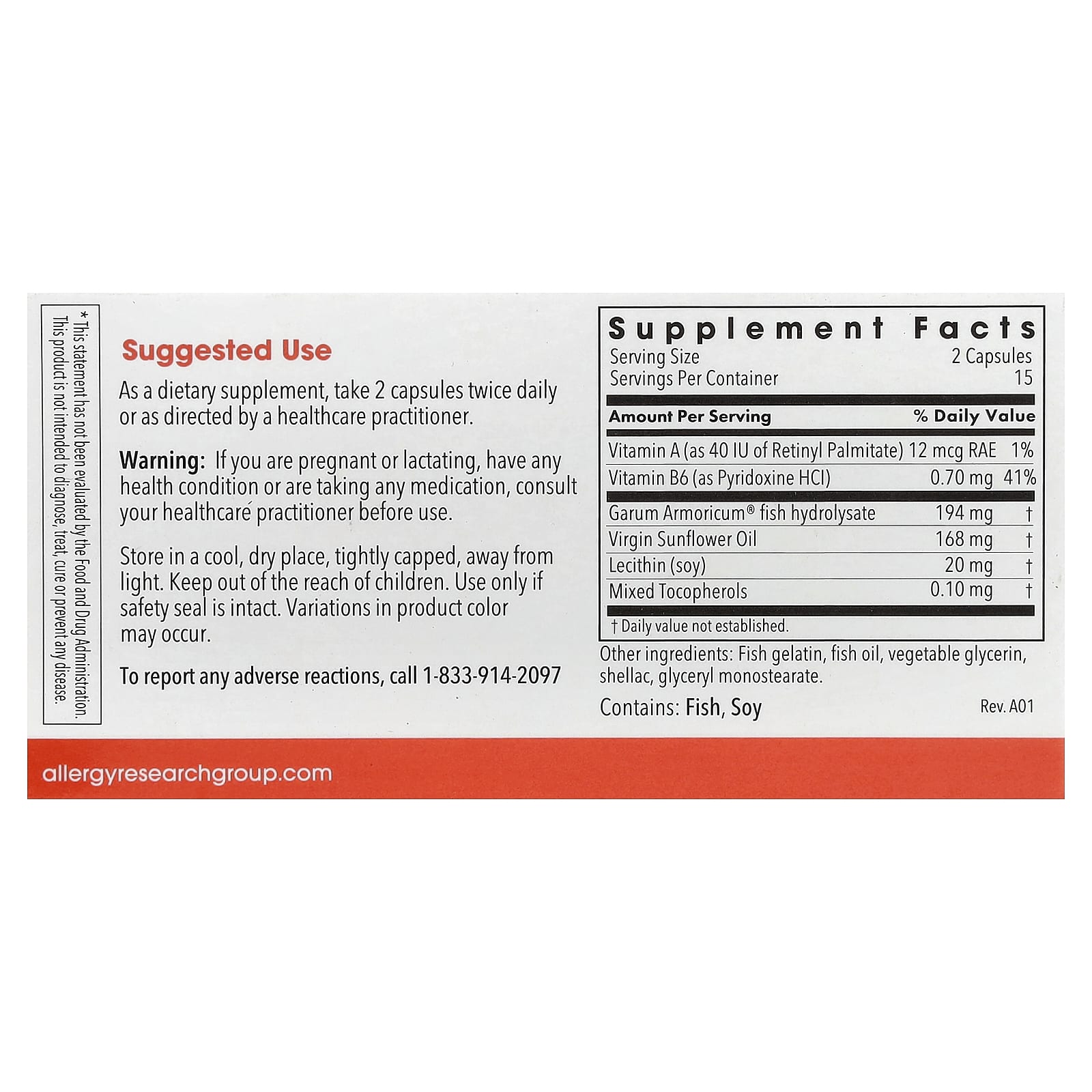 Allergy Research Group, Stabilium 200 Garum, 30 Capsules UPC 713947711501 | Hilife Vitamins