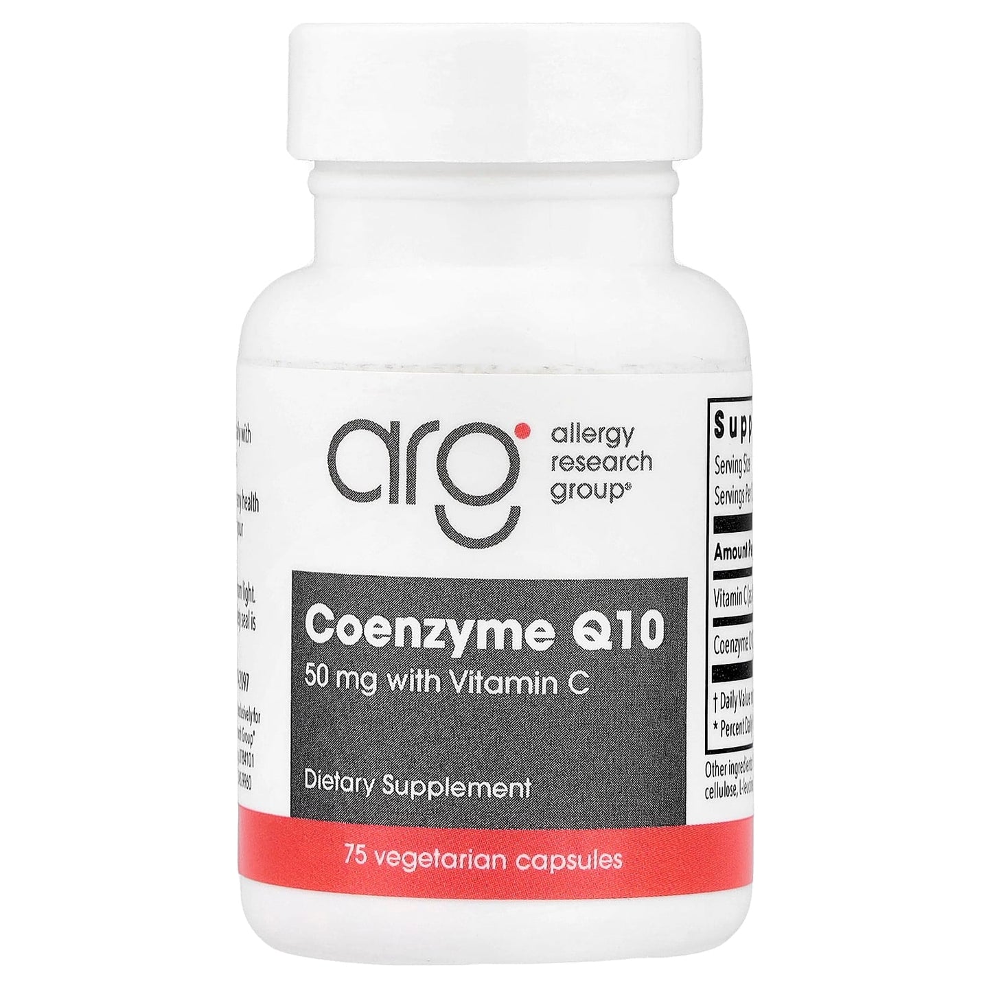 Allergy Research Group, Coenzyme Q10 With Vitamin C, 75 Vegetarian Capsules UPC 713947712201 | HiLife Vitamins