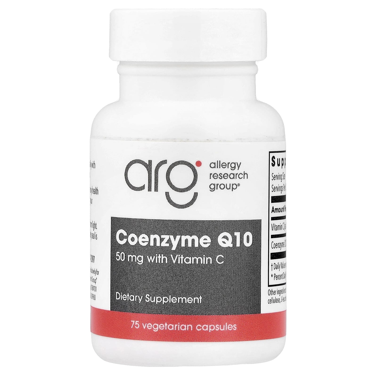 Allergy Research Group, Coenzyme Q10 With Vitamin C, 75 Vegetarian Capsules UPC 713947712201 | HiLife Vitamins