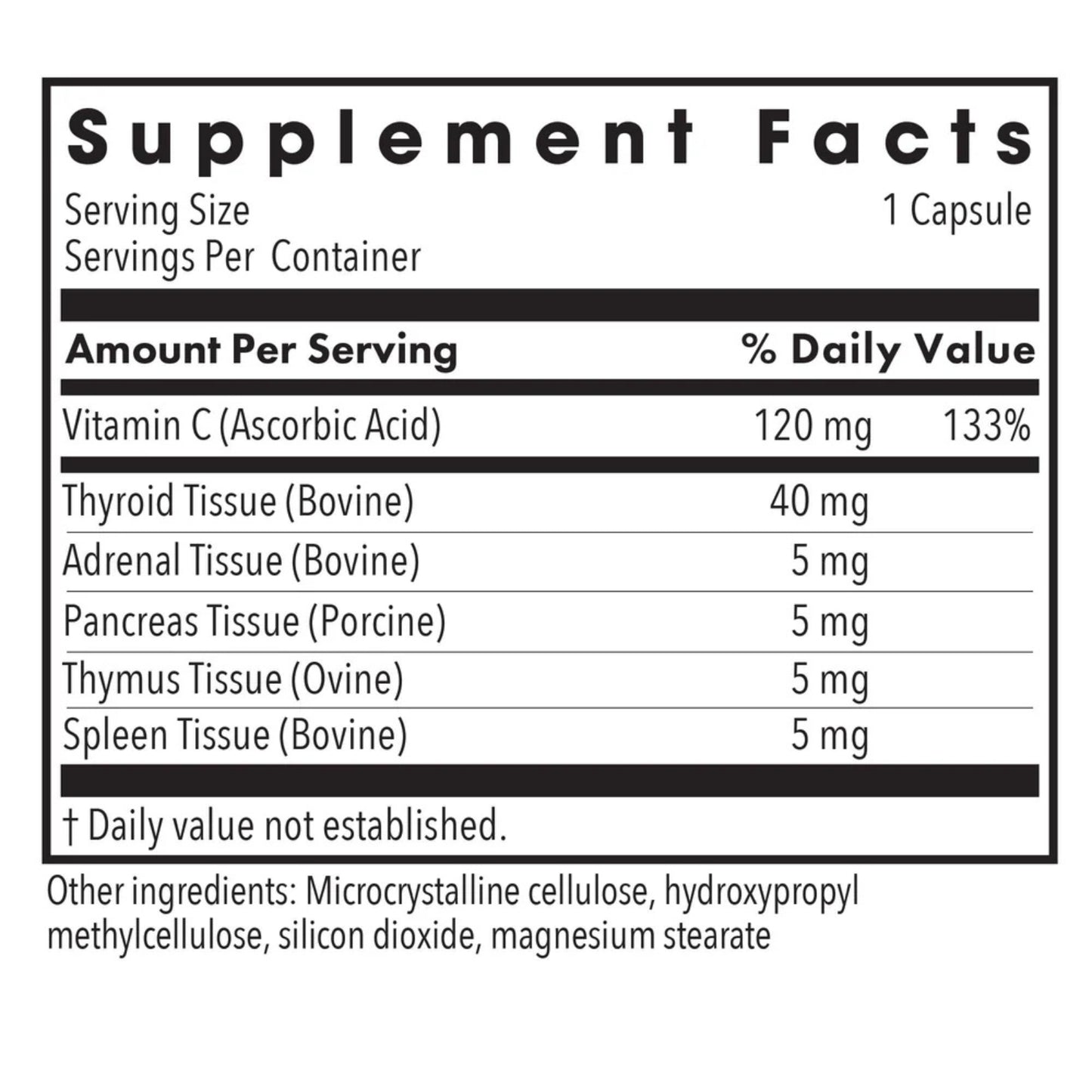 Allergy Research Group, TG 100, Natural Glandulars, 100 Vegetarian Capsules UPC 713947718005 | Hilife Vitamins