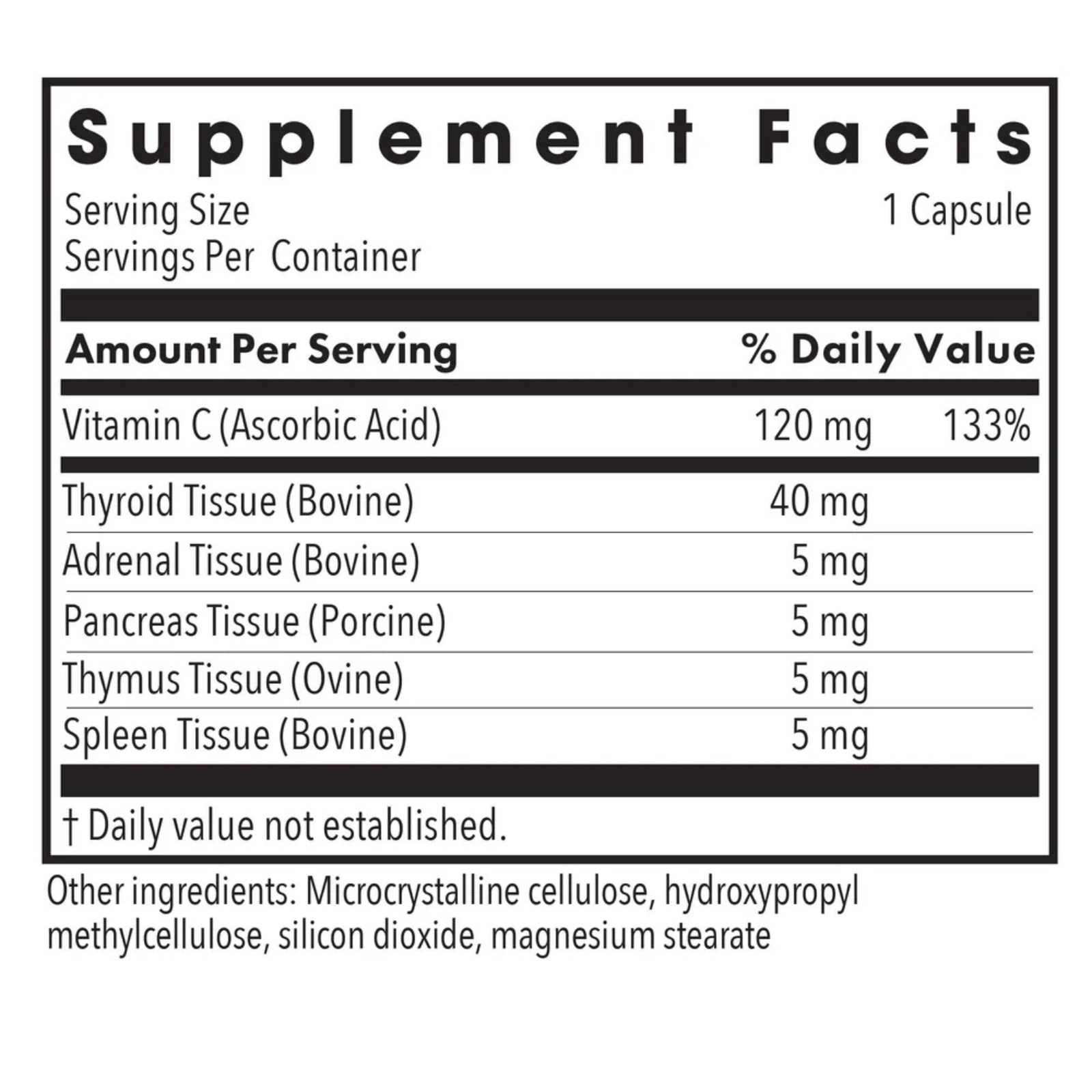 Allergy Research Group, TG 100, Natural Glandulars, 100 Vegetarian Capsules UPC 713947718005 | Hilife Vitamins