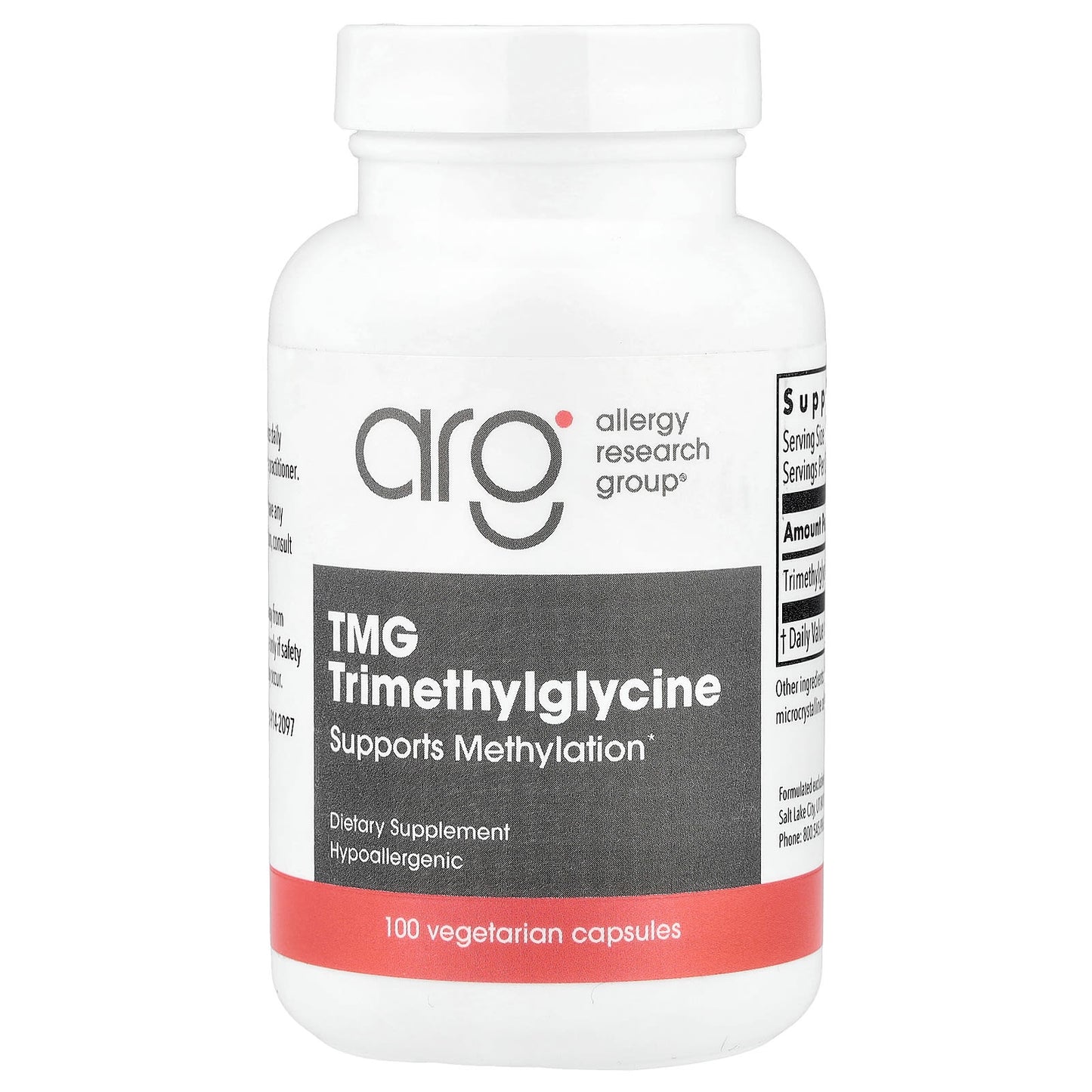 Allergy Research Group, TMG, 100 Vegetarian Capsules UPC 713947732308 | HiLife Vitamins