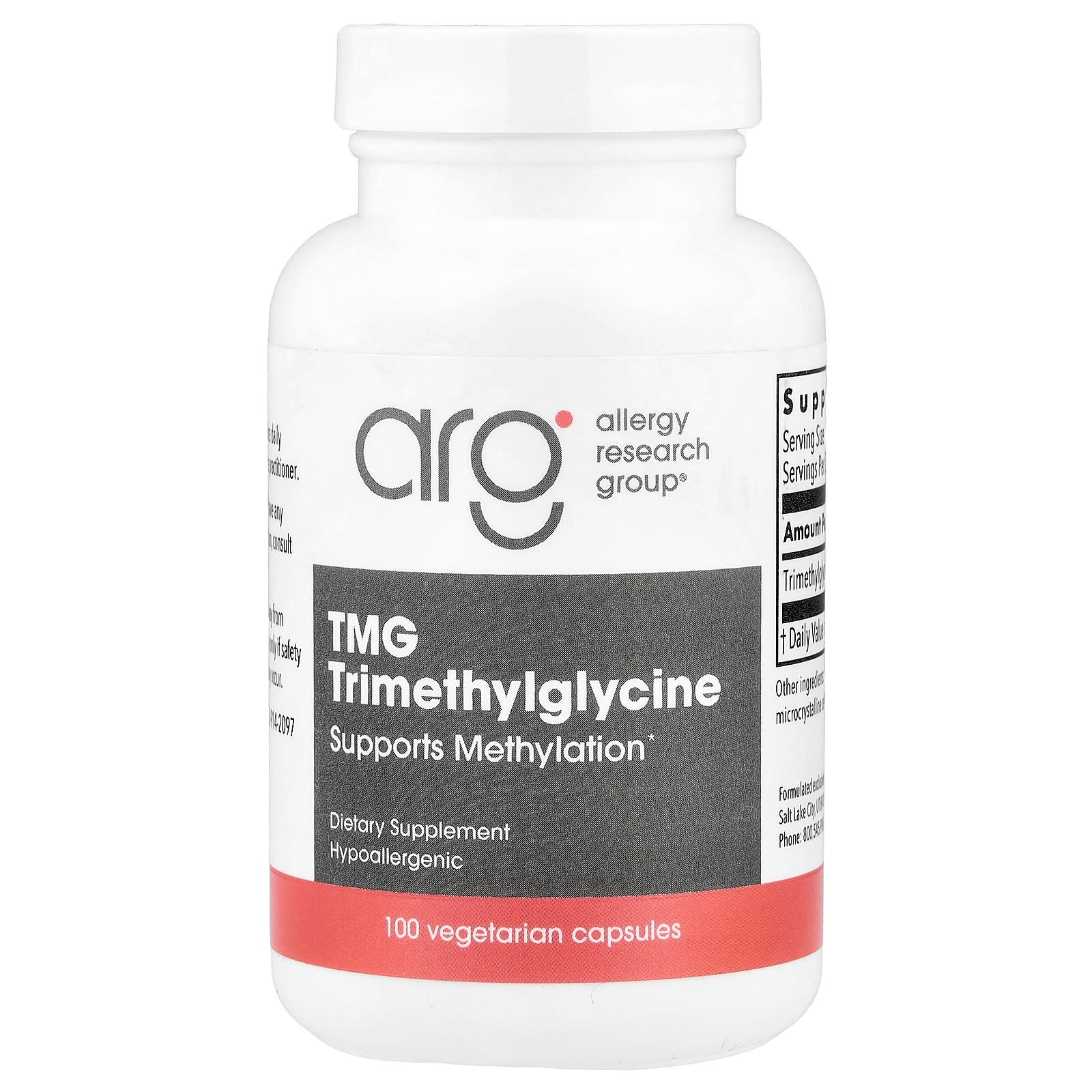 Allergy Research Group, TMG, 100 Vegetarian Capsules UPC 713947732308 | HiLife Vitamins