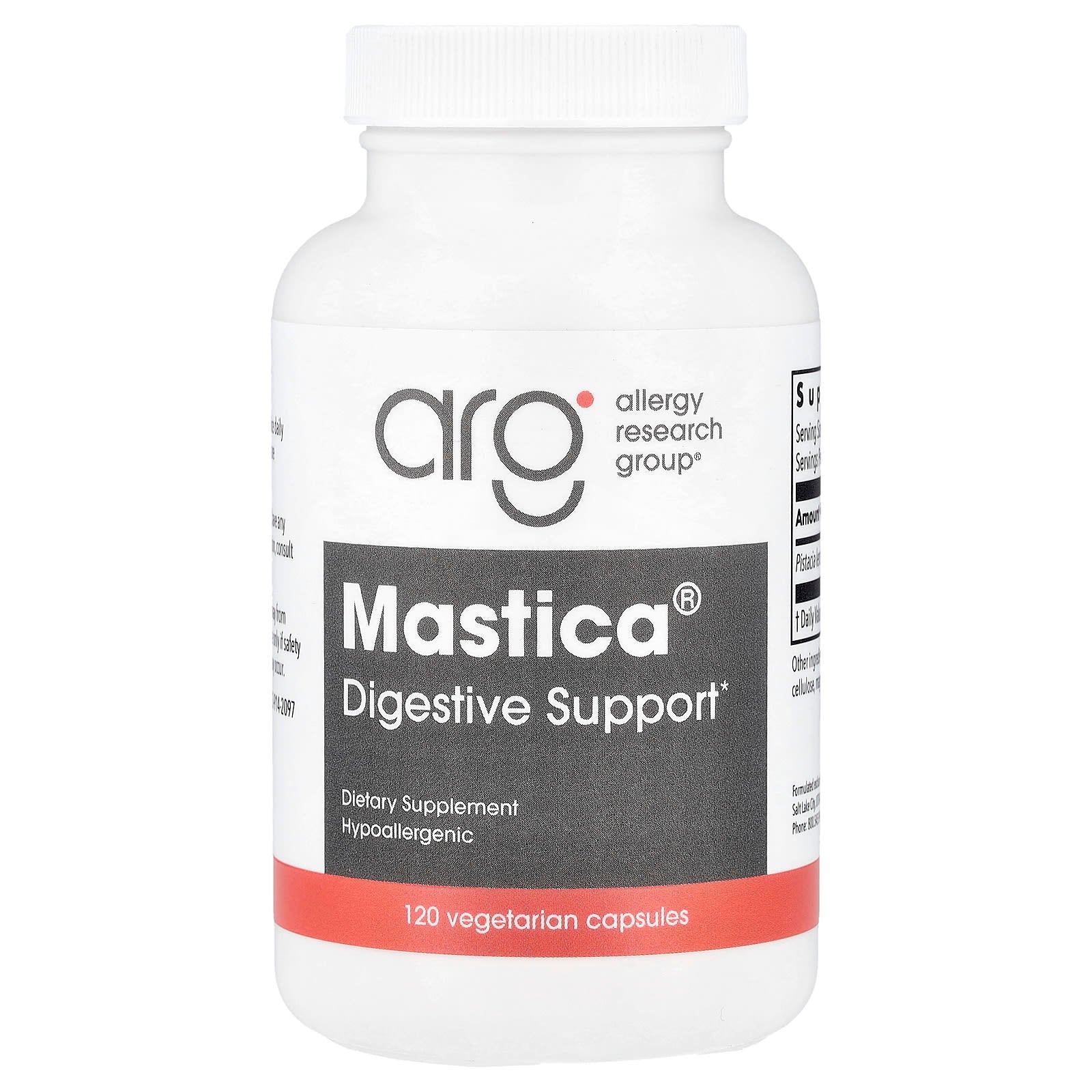 Allergy Research Group, Mastica®, Digestive Support, 120 Vegetarian Capsules UPC 713947736603 | HiLife Vitamins