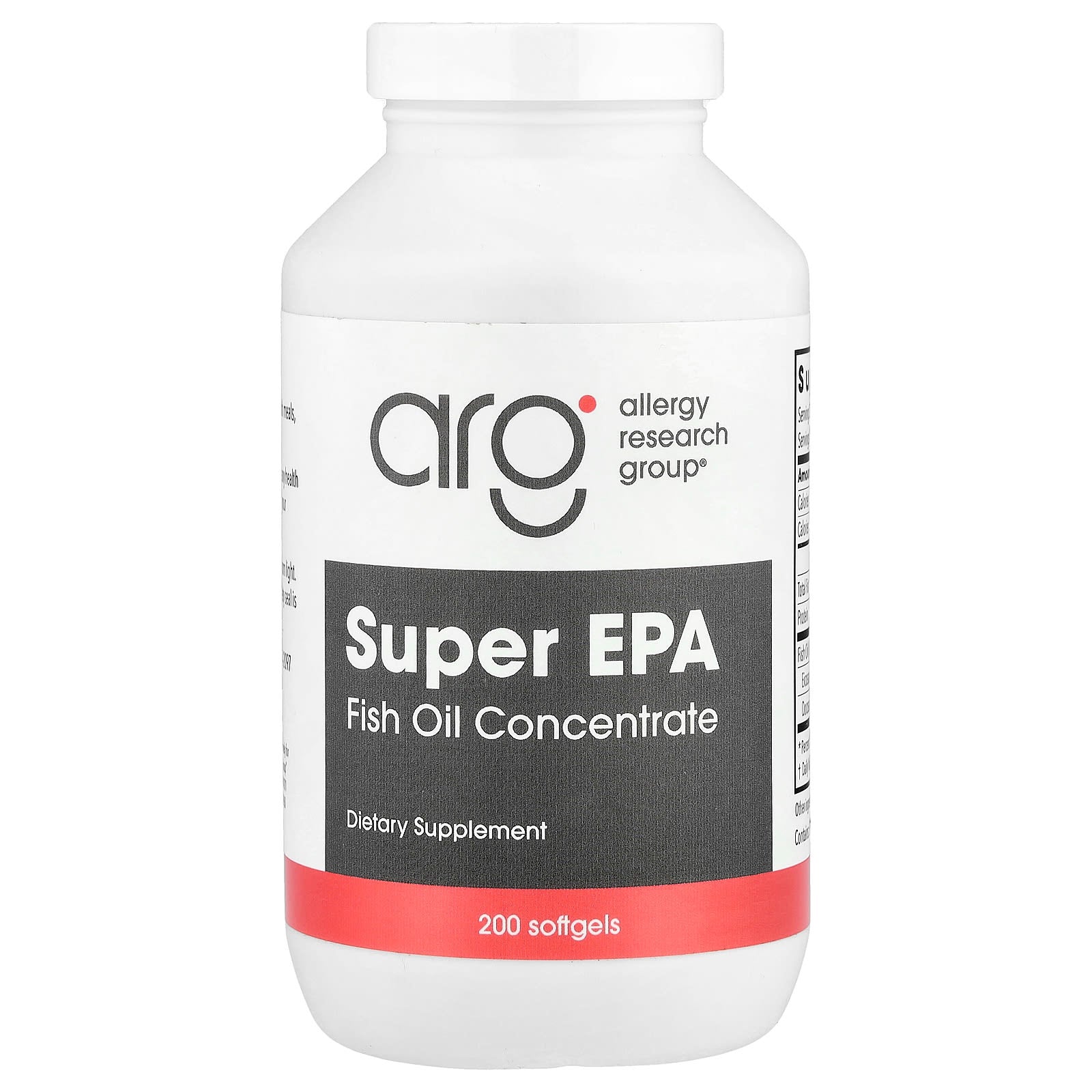 Allergy Research Group, Super EPA, Fish Oil Concentrate, 200 Softgels UPC 713947738706 | HiLife Vitamins