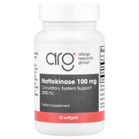 Allergy Research Group, Nattokinase 100 mg NSK-SD 2000 Fibrinolytic Units, 60 Softgels UPC 713947753709 | HiLife Vitamins