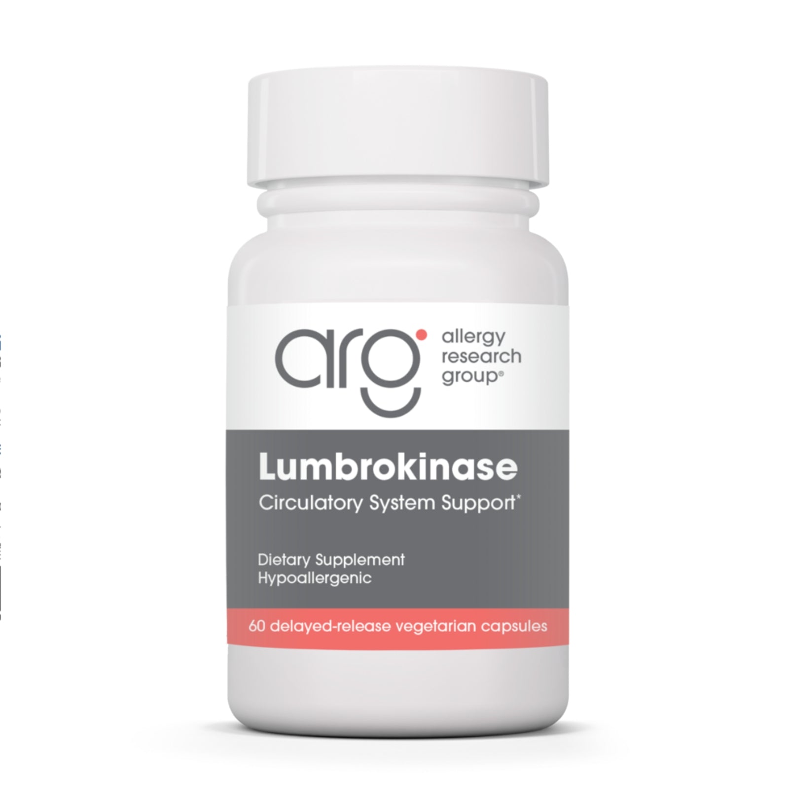 Allergy Research Group, Lumbrokinase, 60 Delayed-Release Vegetarian Capsules UPC 713947761407 | Hilife Vitamins